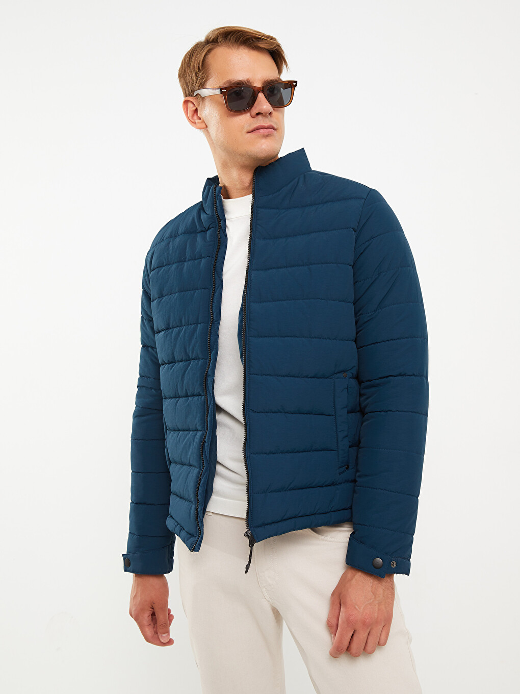 Standard Fit Funnel Neck Men's Puffer Coat-1
