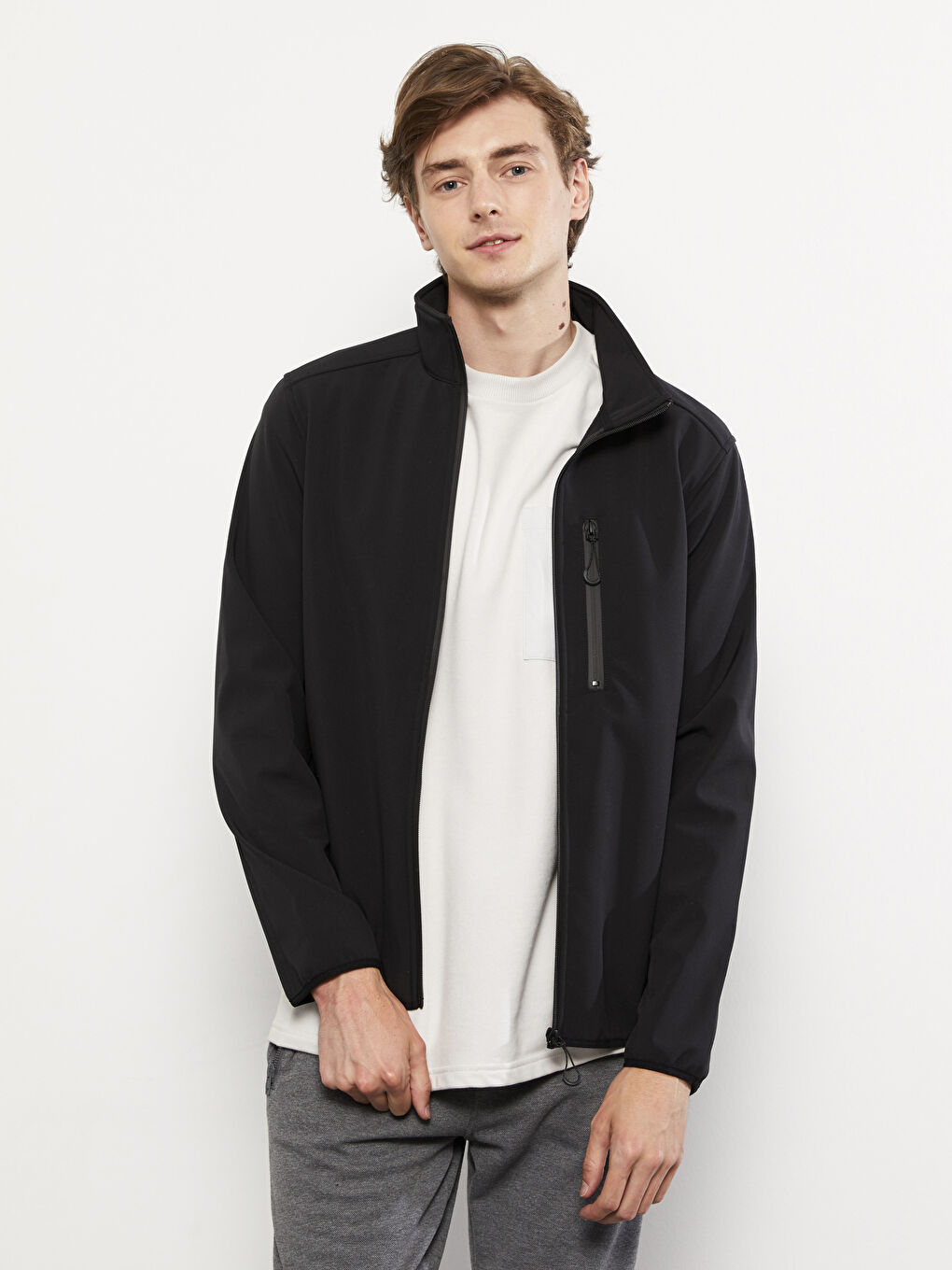 Manteau pour Hommes à Col Cheminée Coupe Régulière-1