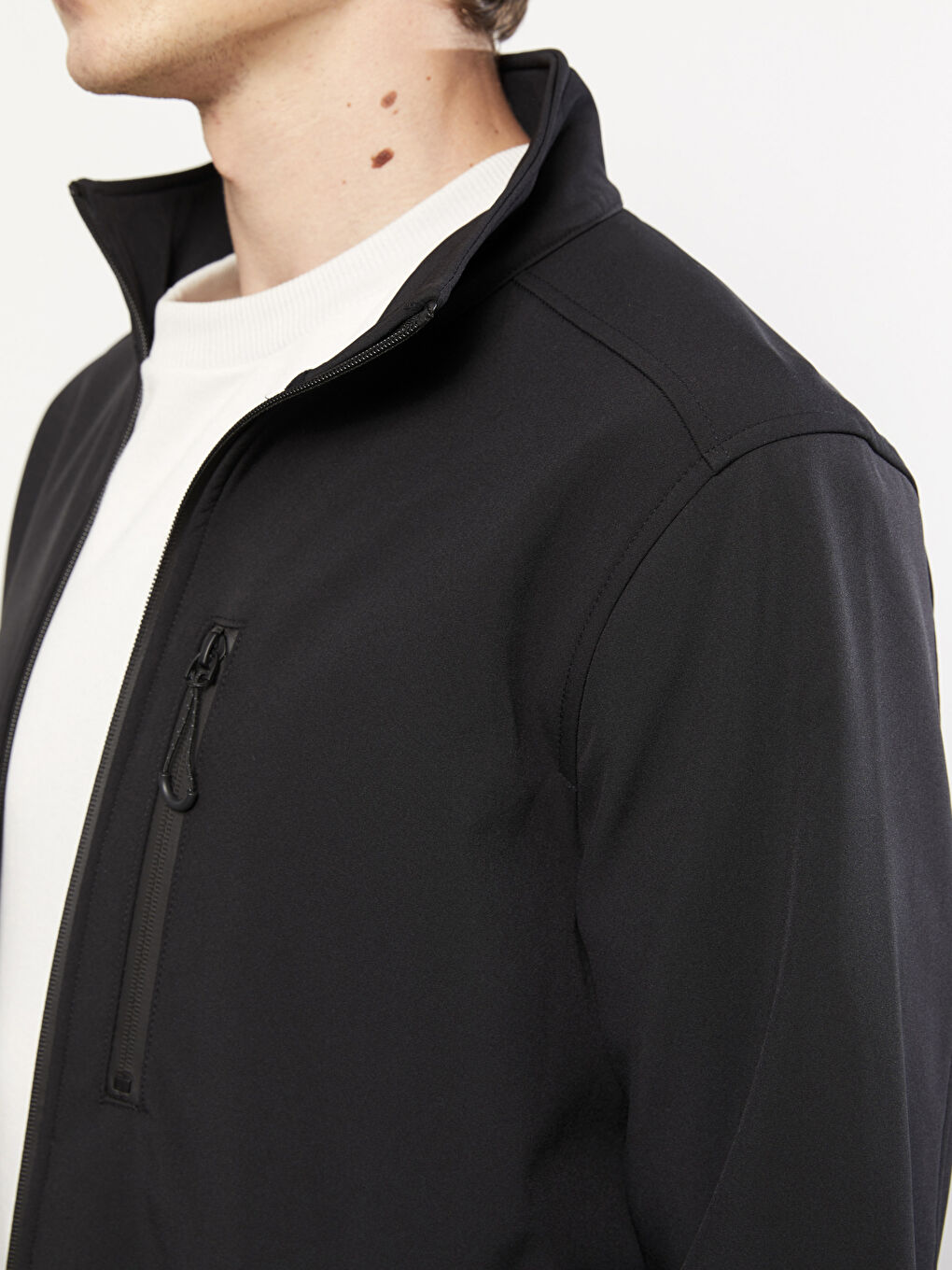 Manteau pour Hommes à Col Cheminée Coupe Régulière-3