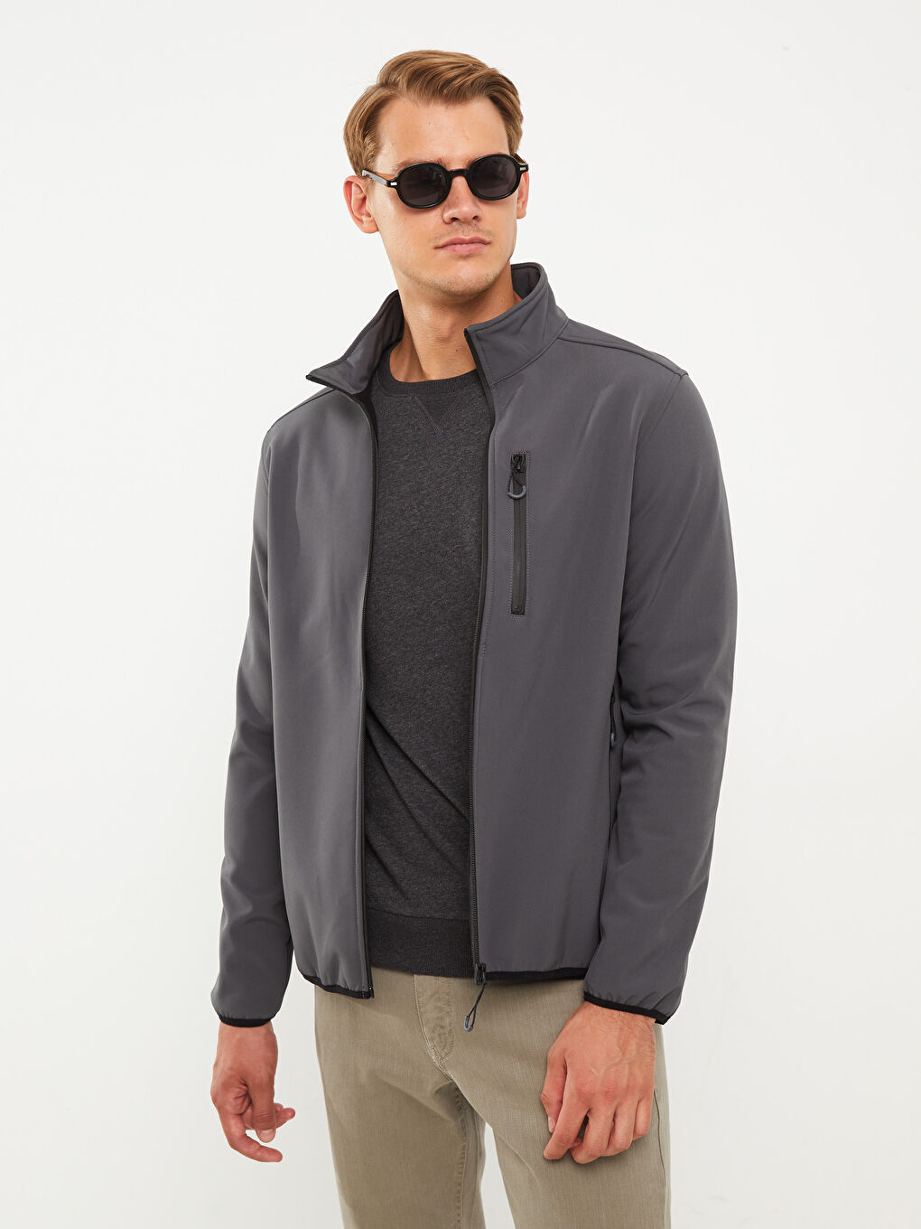 Manteau pour Hommes à Col Cheminée Coupe Régulière-3