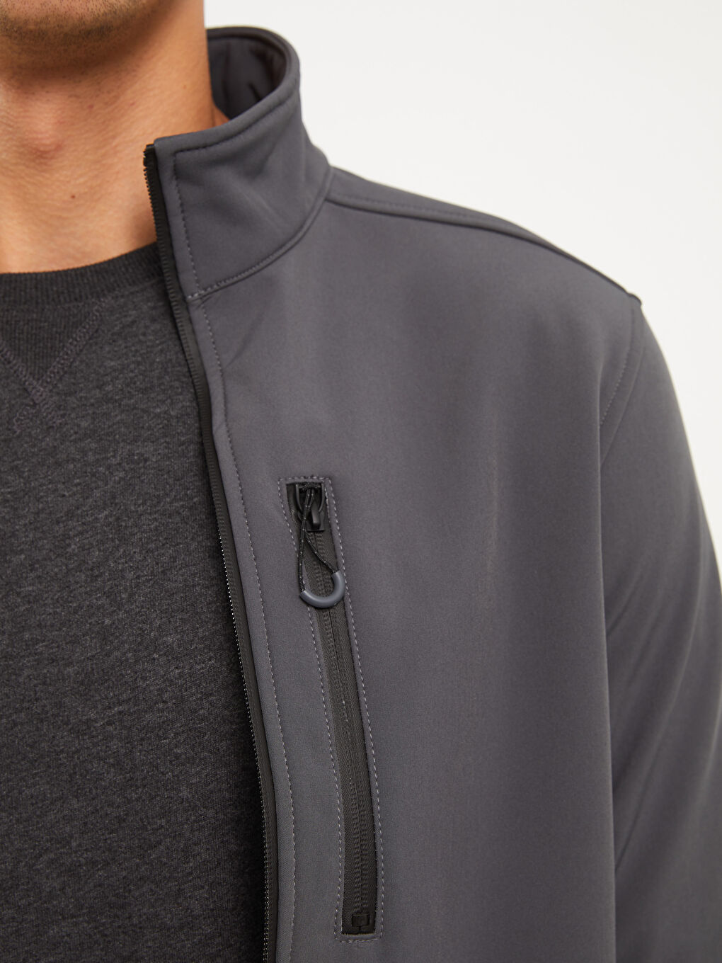 Manteau pour Hommes à Col Cheminée Coupe Régulière-4