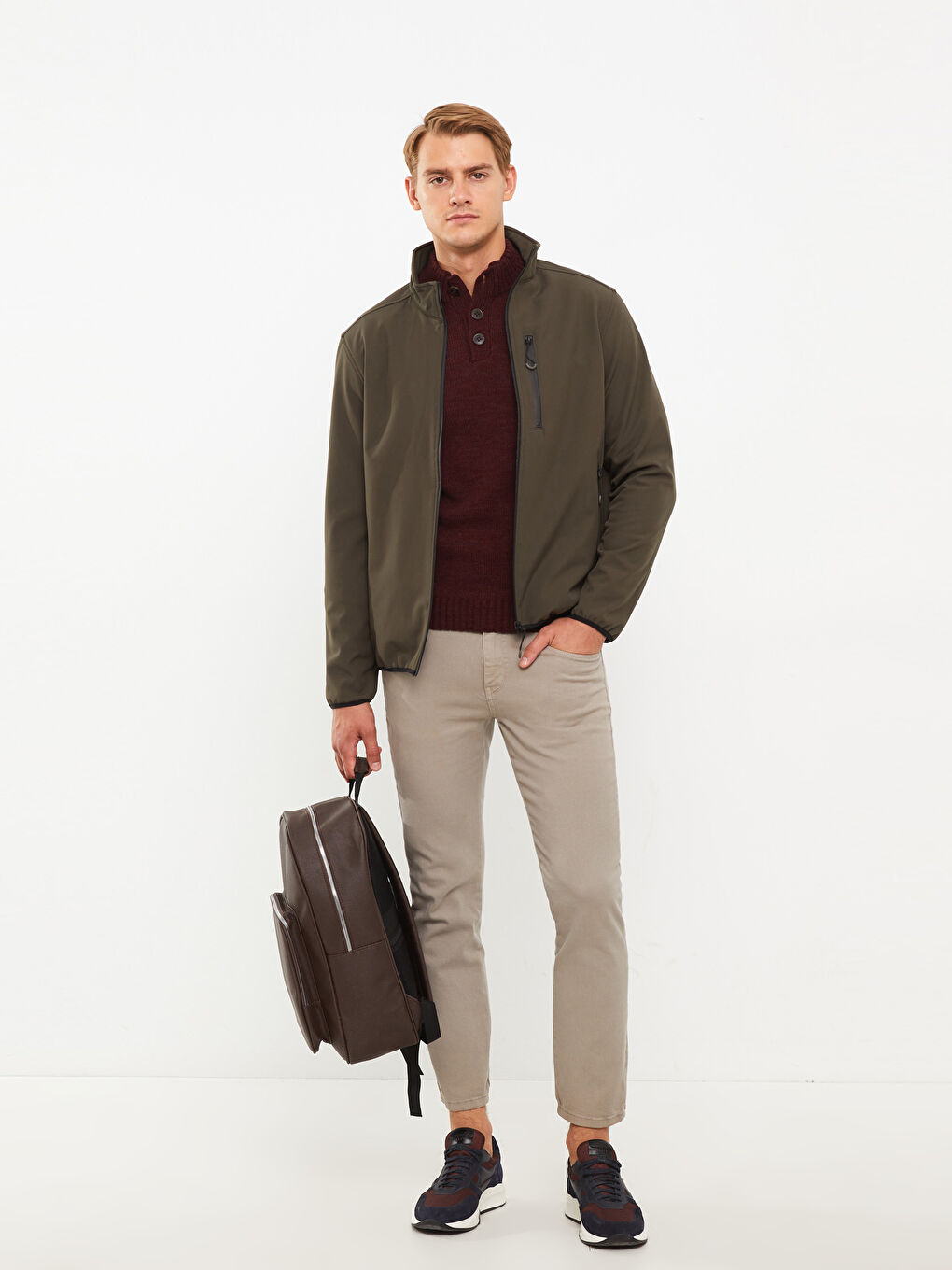 Palton Standard Fit cu Guler tip pâlnie pentru Bărbați