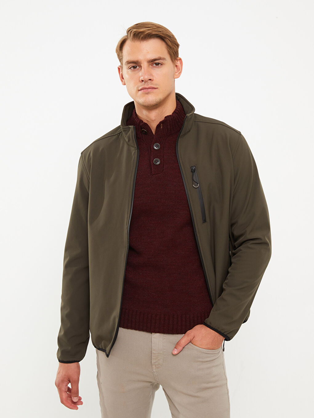 Palton Standard Fit cu Guler tip pâlnie pentru Bărbați-1