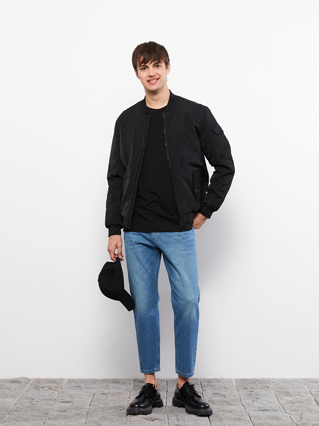 Relaxed Fit College Collar Bomber Men's Coat