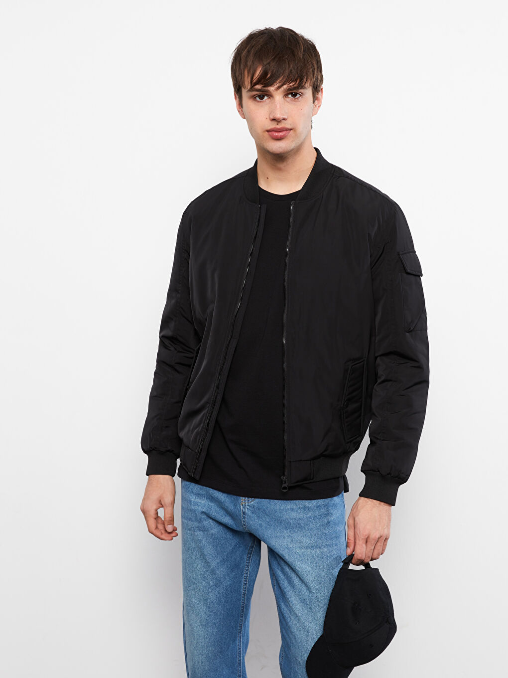 Relaxed Fit College Collar Bomber Men's Coat-1