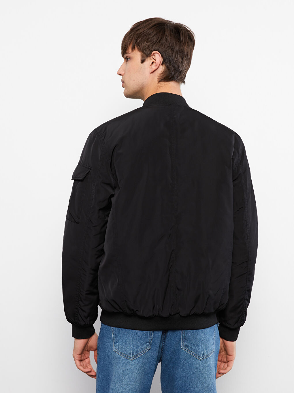 Relaxed Fit College Collar Bomber Men's Coat-4