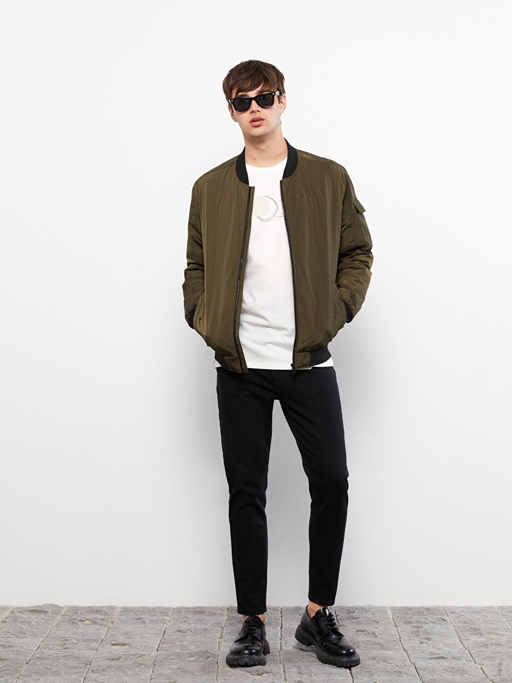 Relaxed Fit College Collar Bomber Men's Coat-1