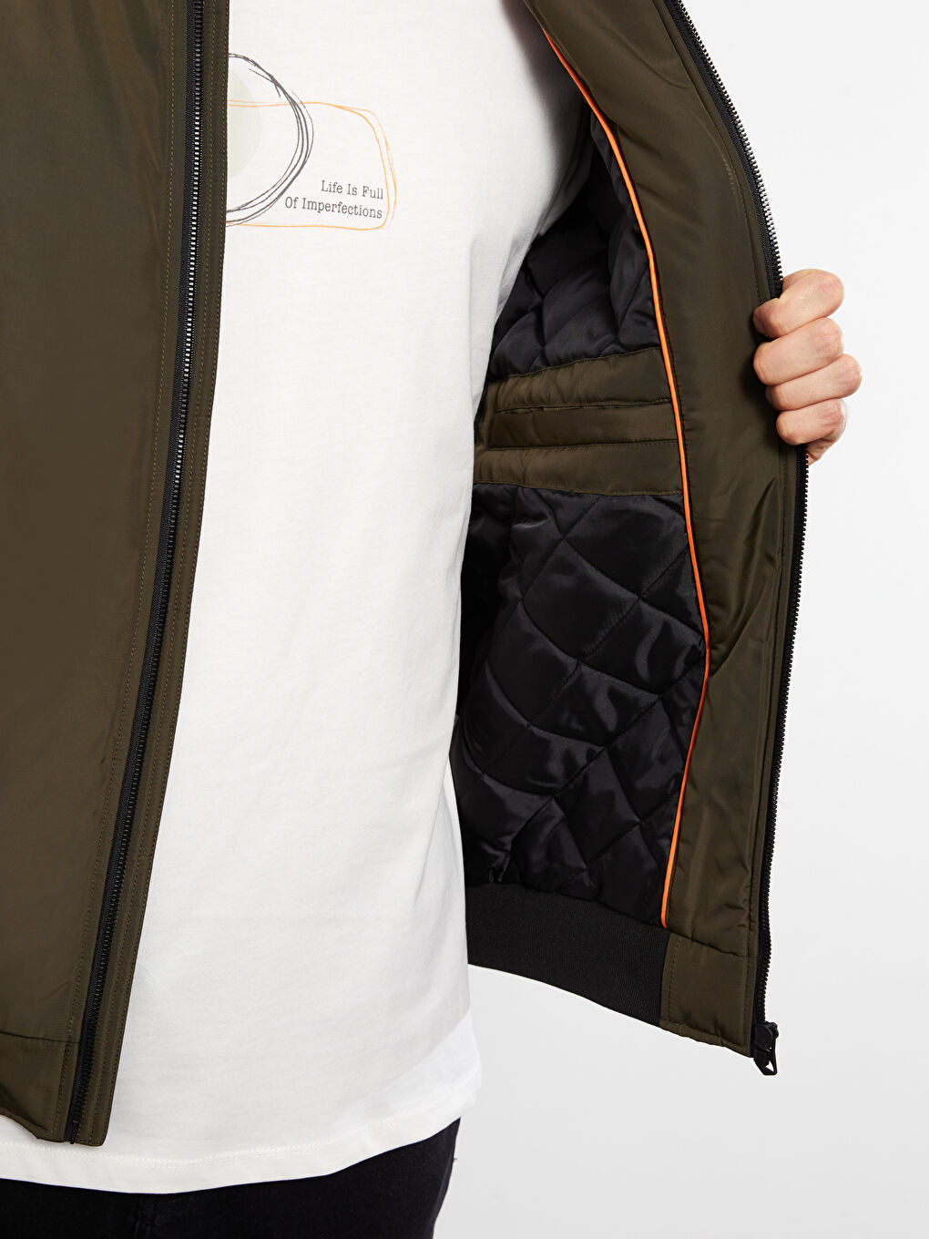 Relaxed Fit College Collar Bomber Men's Coat-3