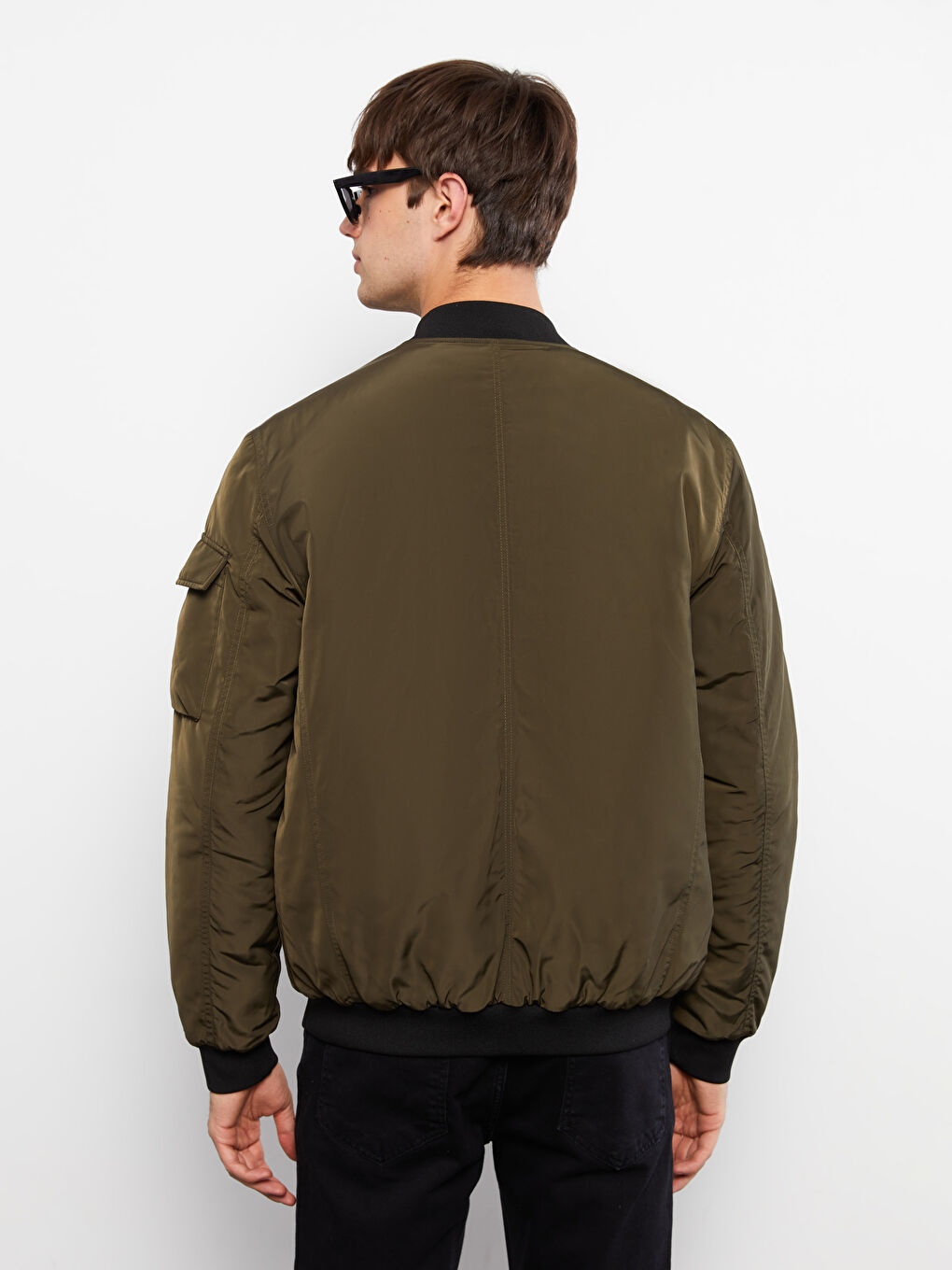 Relaxed Fit College Collar Bomber Men's Coat-4