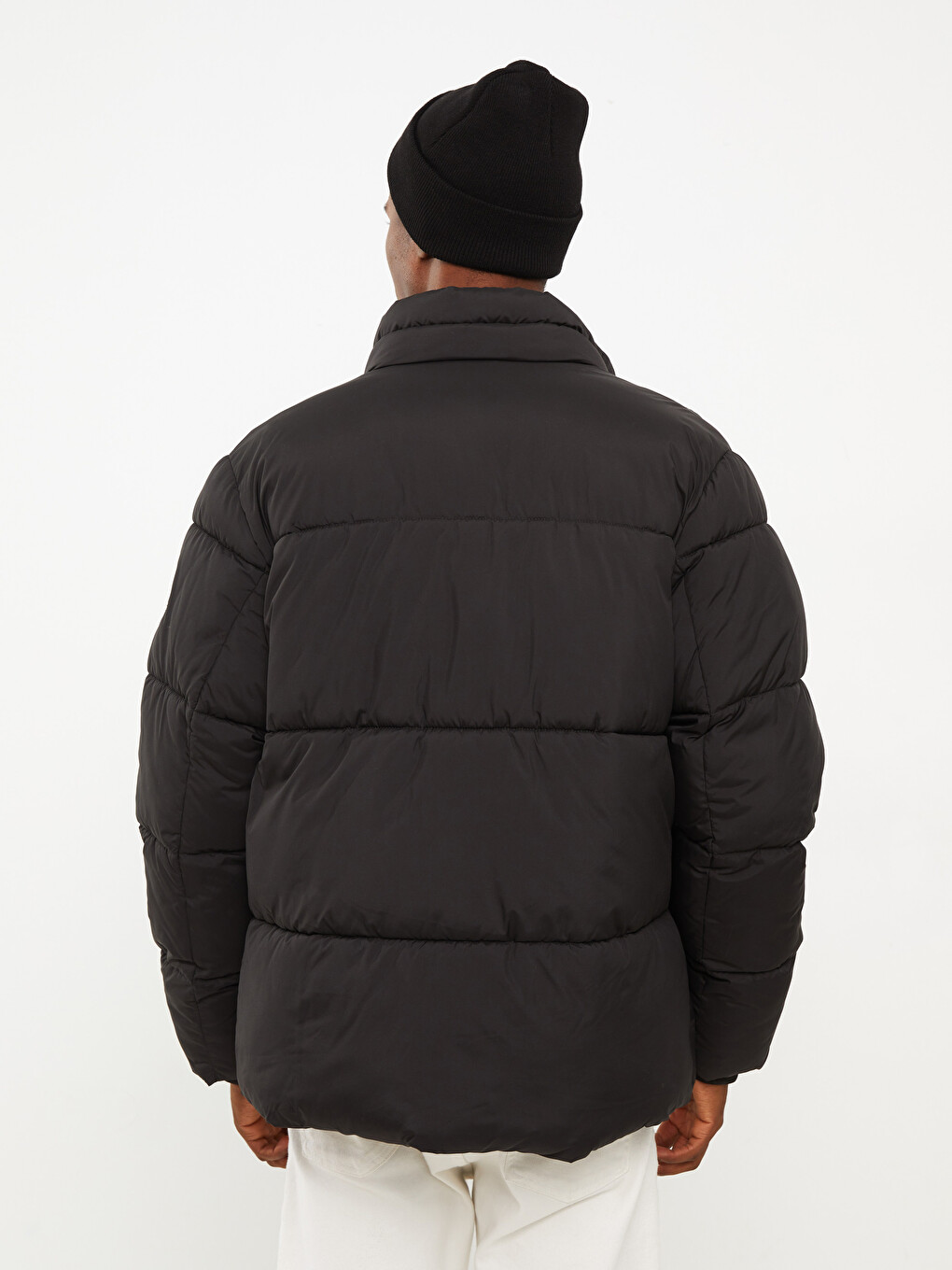 Pallto Puffer Me Prerje Të Relaksuar Me Jakë Të Ngritur Për Burra-5