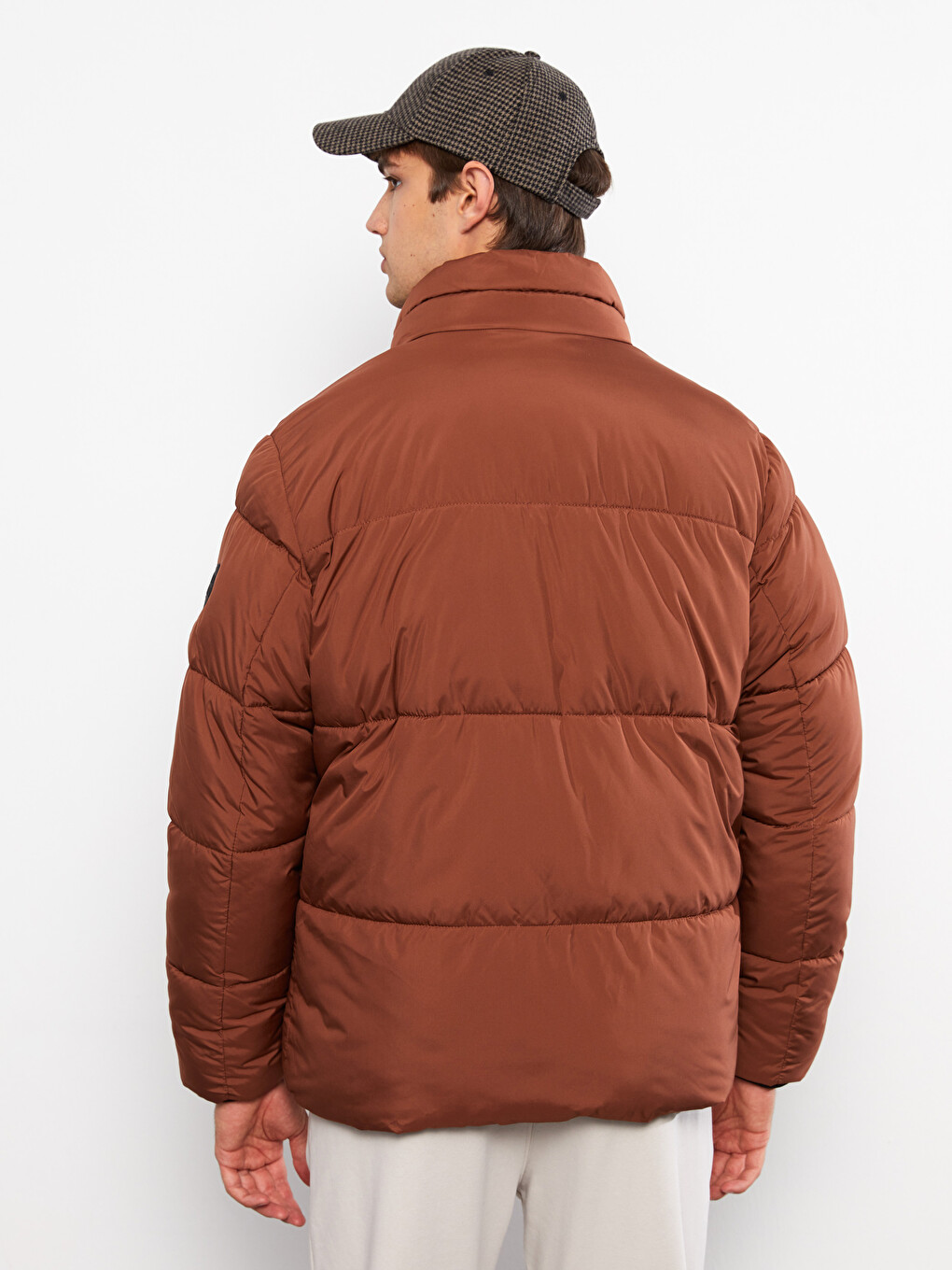 Pallto Puffer Me Prerje Të Relaksuar Me Jakë Të Ngritur Për Burra-6