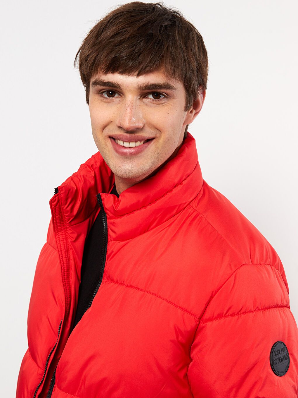 Relaxed Fit Funnel Neck Men's Puffer Coat-2