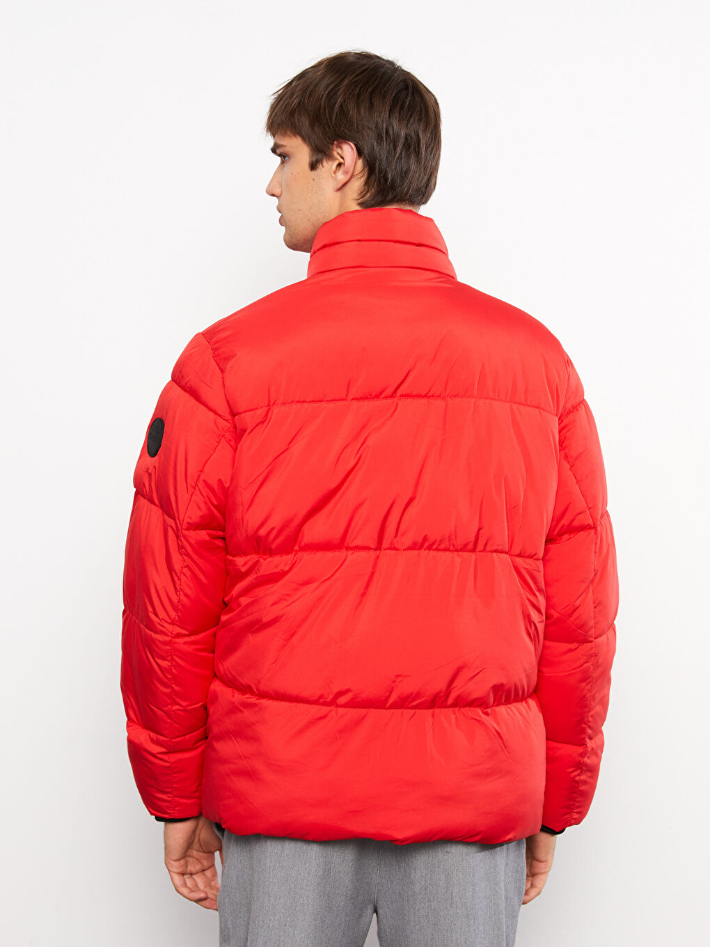 Relaxed Fit Funnel Neck Men's Puffer Coat-4