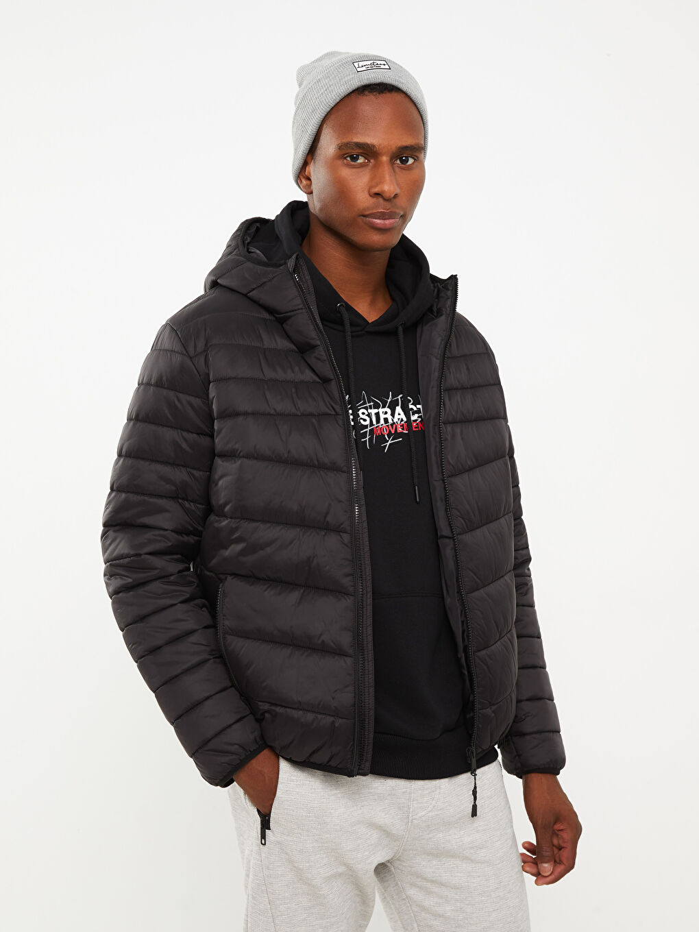 LCW Casual Uski Puffer Kaput sa Kapuljačom za Muškarce -W21093Z8-CVL