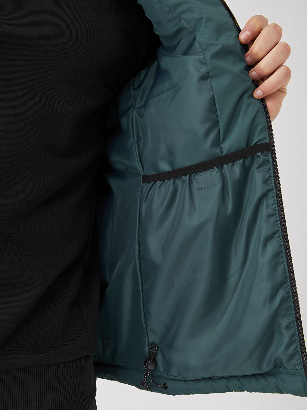 Petrol Standart Kalıp Kapüşonlu Erkek Şişme Yelek-4