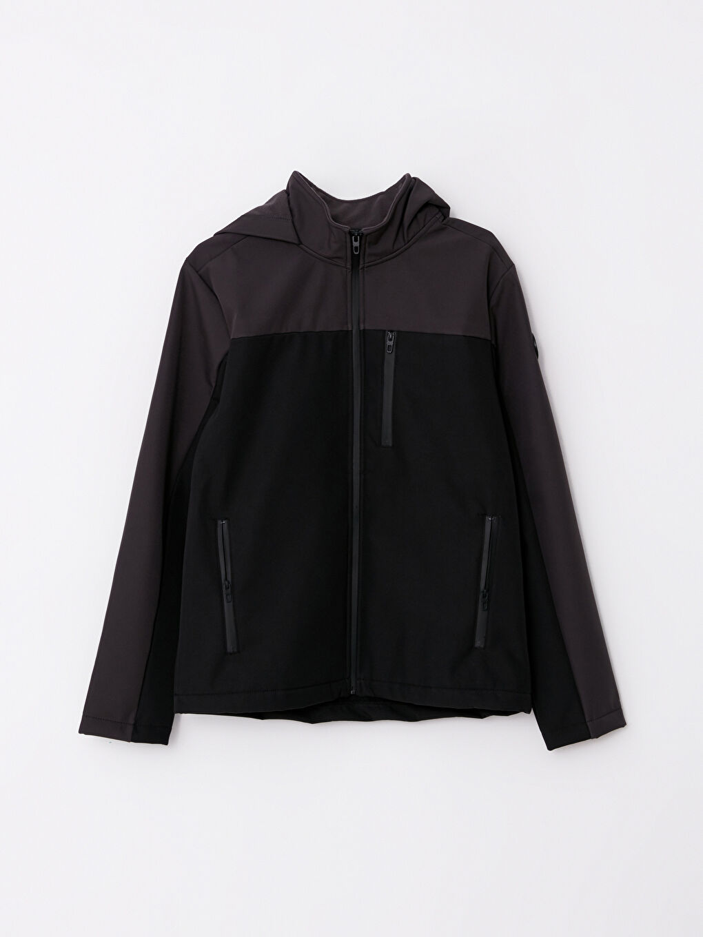 Siyah Standart Kalıp Kapüşonlu Erkek Yağmurluk-4