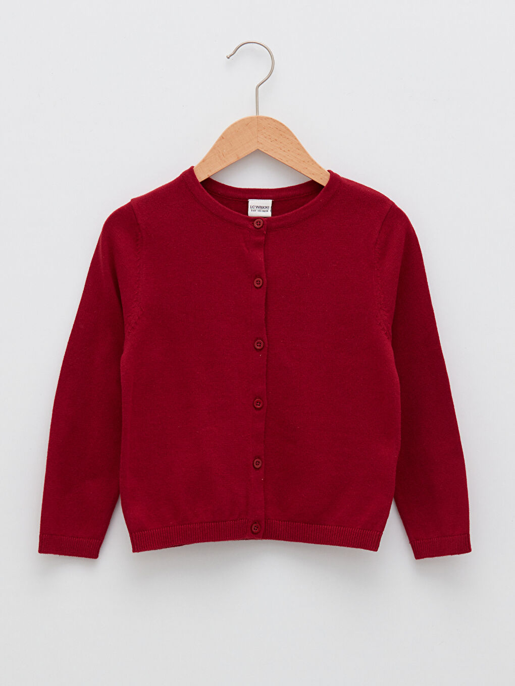 Bordo Bisiklet Yaka Basic Uzun Kollu Kız Çocuk Triko Hırka