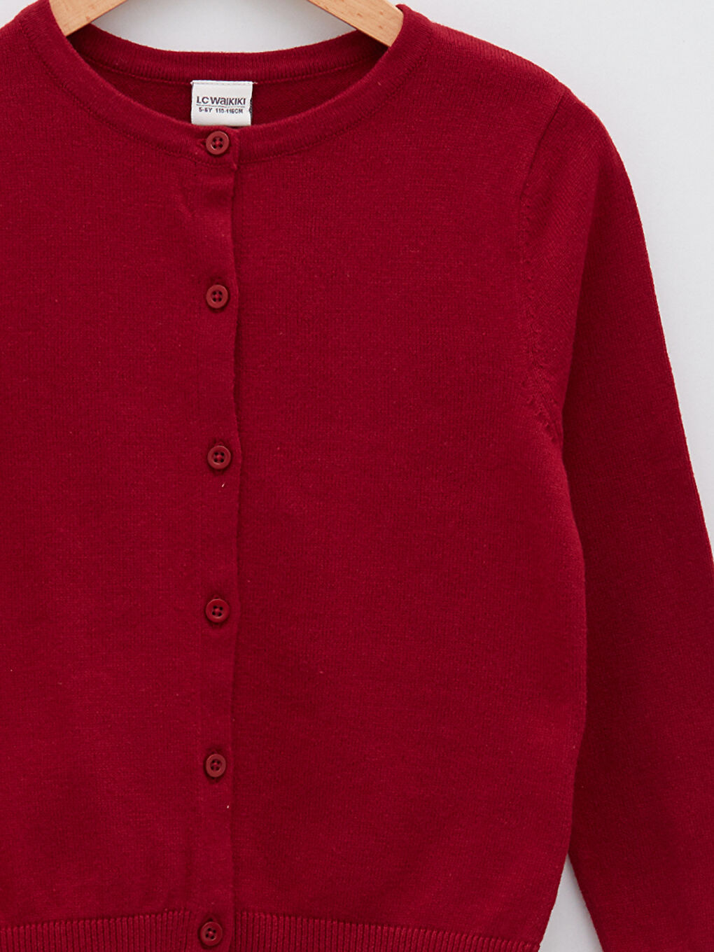 Bordo Bisiklet Yaka Basic Uzun Kollu Kız Çocuk Triko Hırka-2