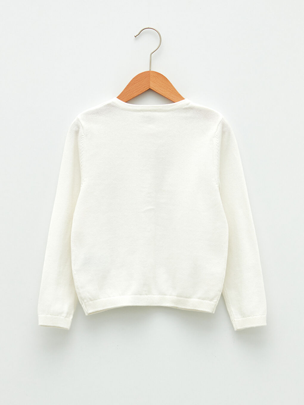 Crew Neck Basic Long Sleeve Girls' Knitwear Cardigan-1