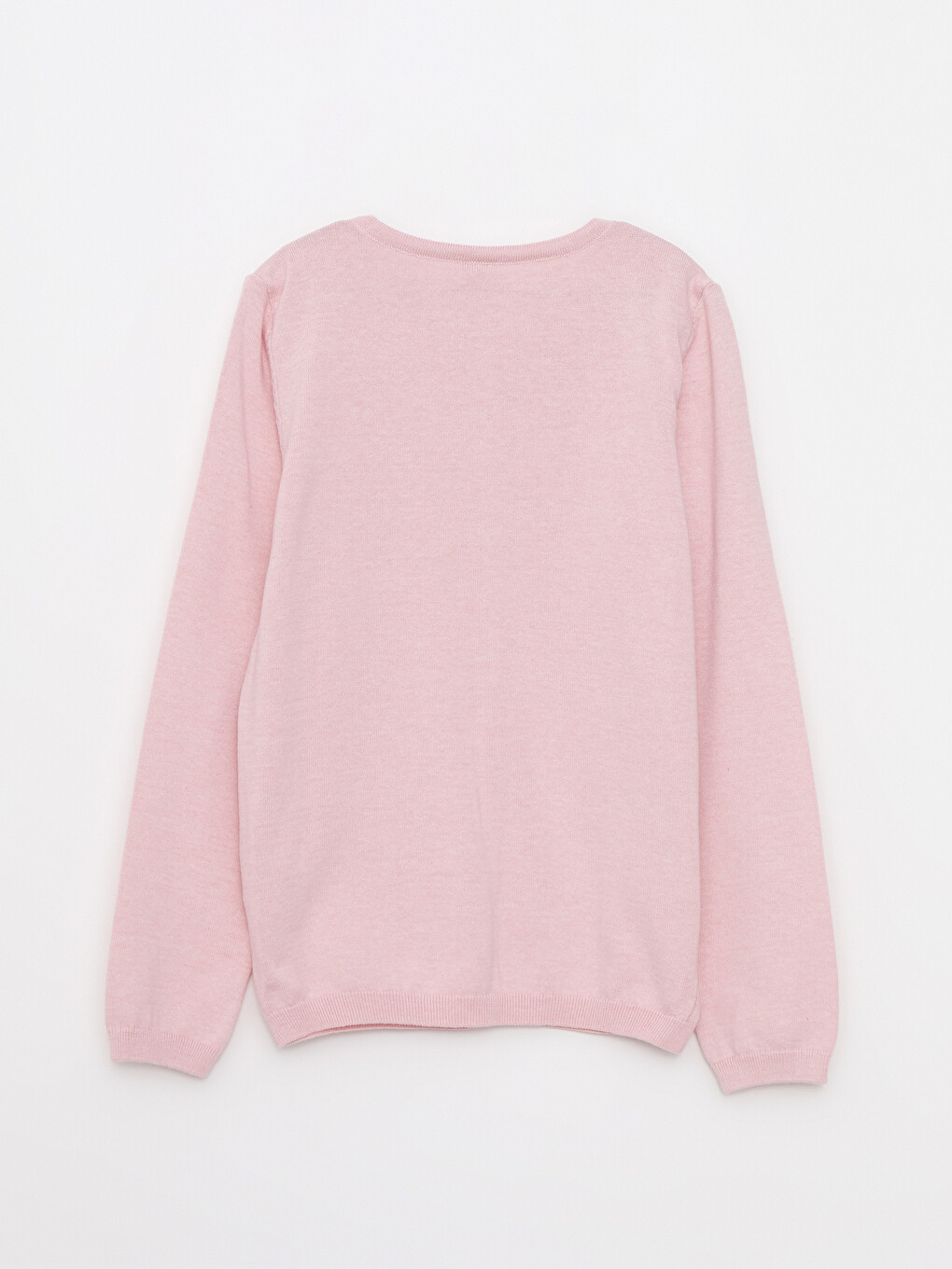 Crew Neck Basic Long Sleeve Girls' Knitwear Cardigan-3