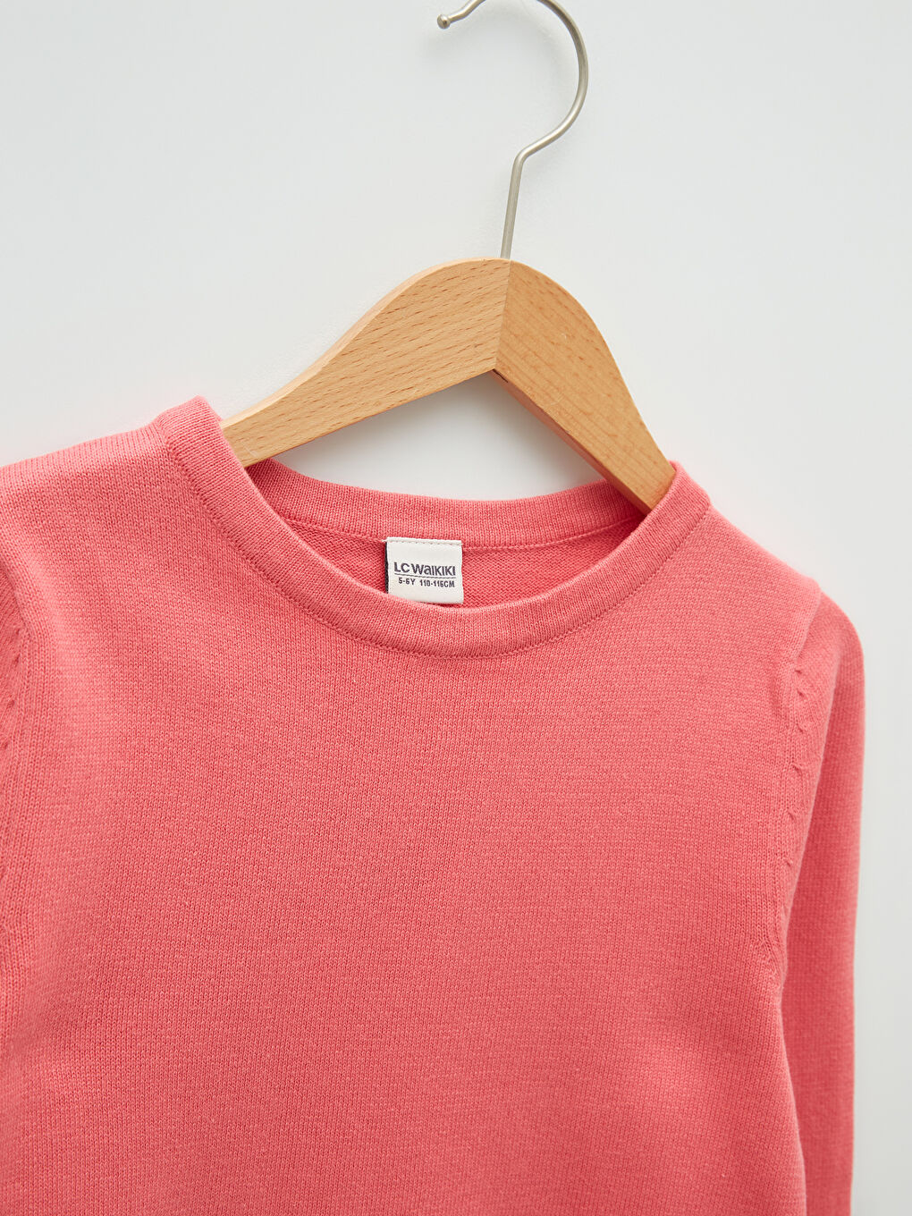 Светр трикотажний з довгим рукавом і круглим вирізом горловини для дівчаток-1