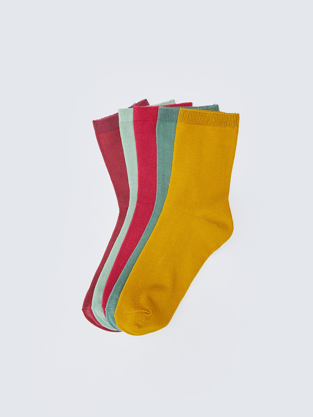 Sarı Kadın Düz Soket Çorap 5'li