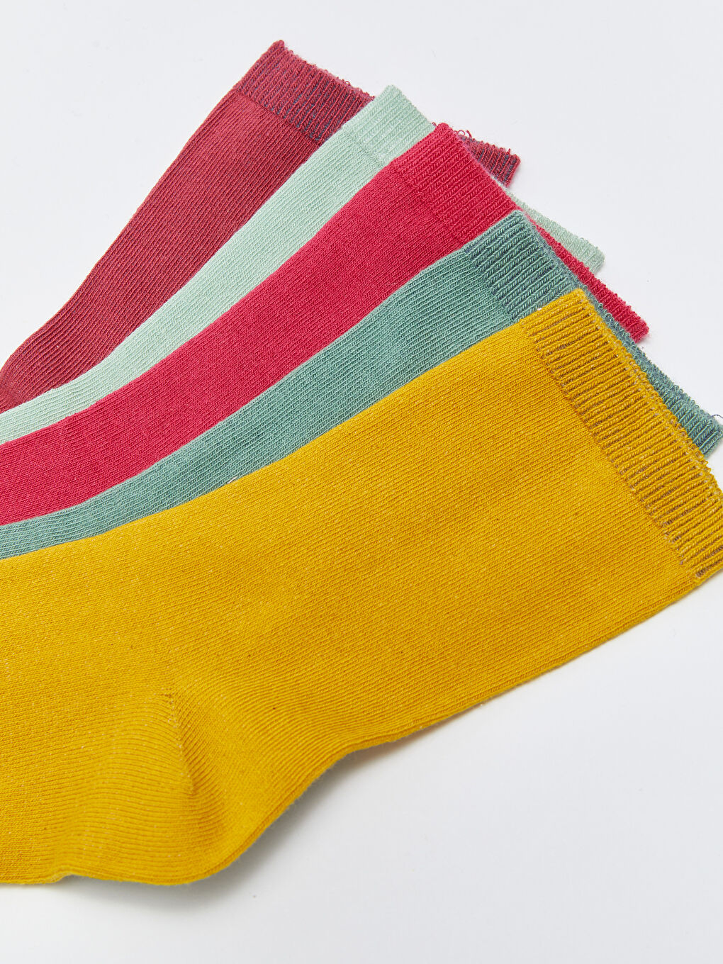 Sarı Kadın Düz Soket Çorap 5'li-2