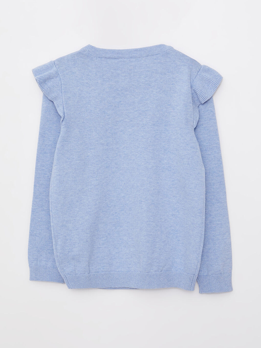 Mavi Bisiklet Yaka Desenli Uzun Kollu Kız Çocuk Triko Kazak-1