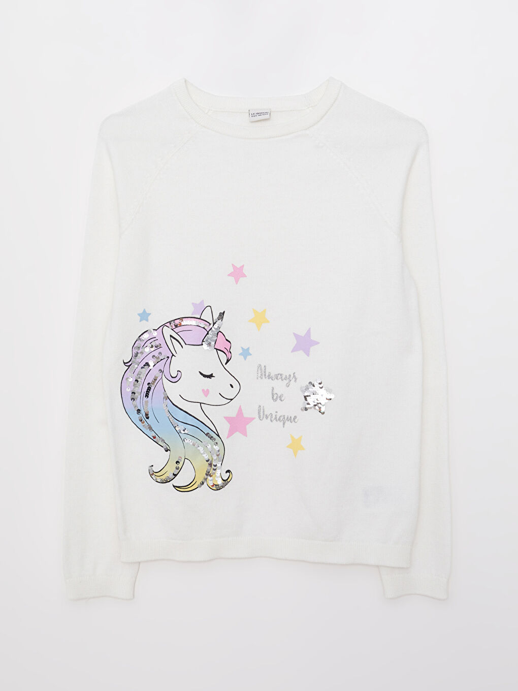 Crew Neck Patterned Long Sleeve Girls' Knitwear Sweater