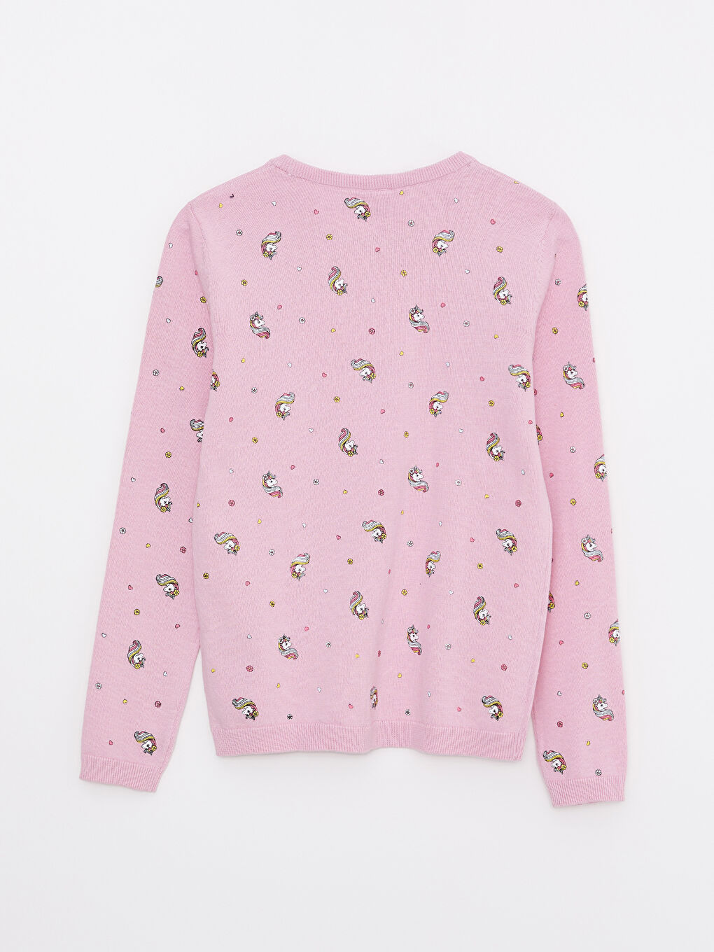 LCW Kids Crew Neck Patterned Long Sleeve Girls' Knitwear Sweater -W21135Z4-LT9