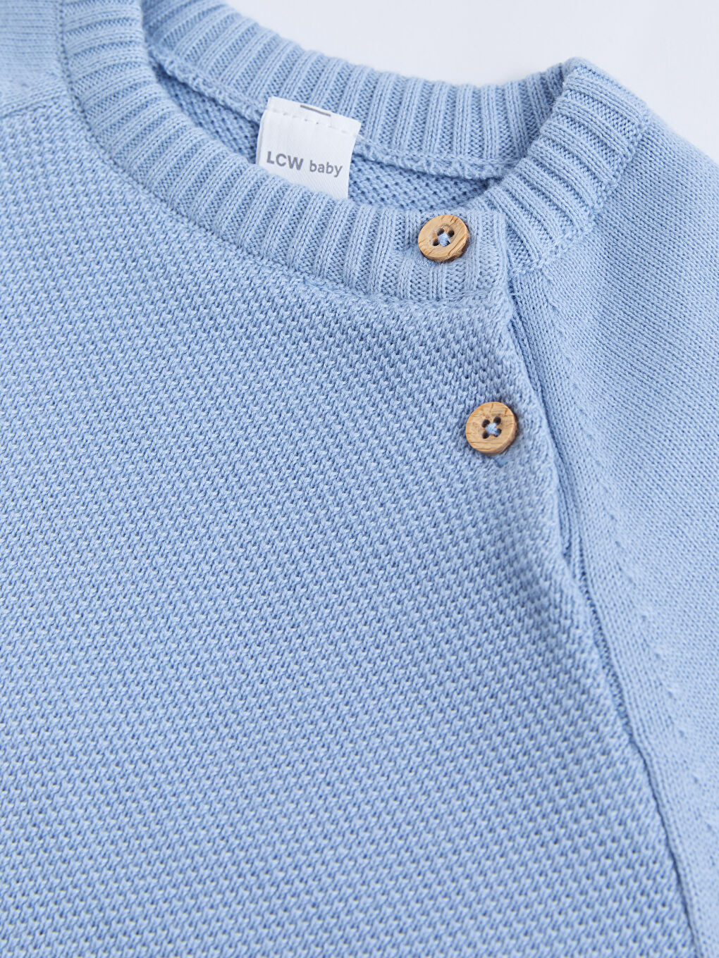 Mavi Bisiklet Yaka Kendinden Desenli Erkek Bebek Triko Kazak-2