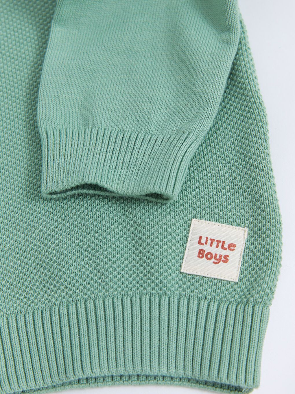 LCW baby Crew Neck Self Patterned Baby Boy Knitwear Sweater -W21143Z1-GDK