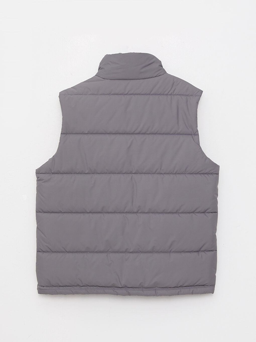 Gri Standart Kalıp Dik Yaka Erkek Şişme Yelek-6