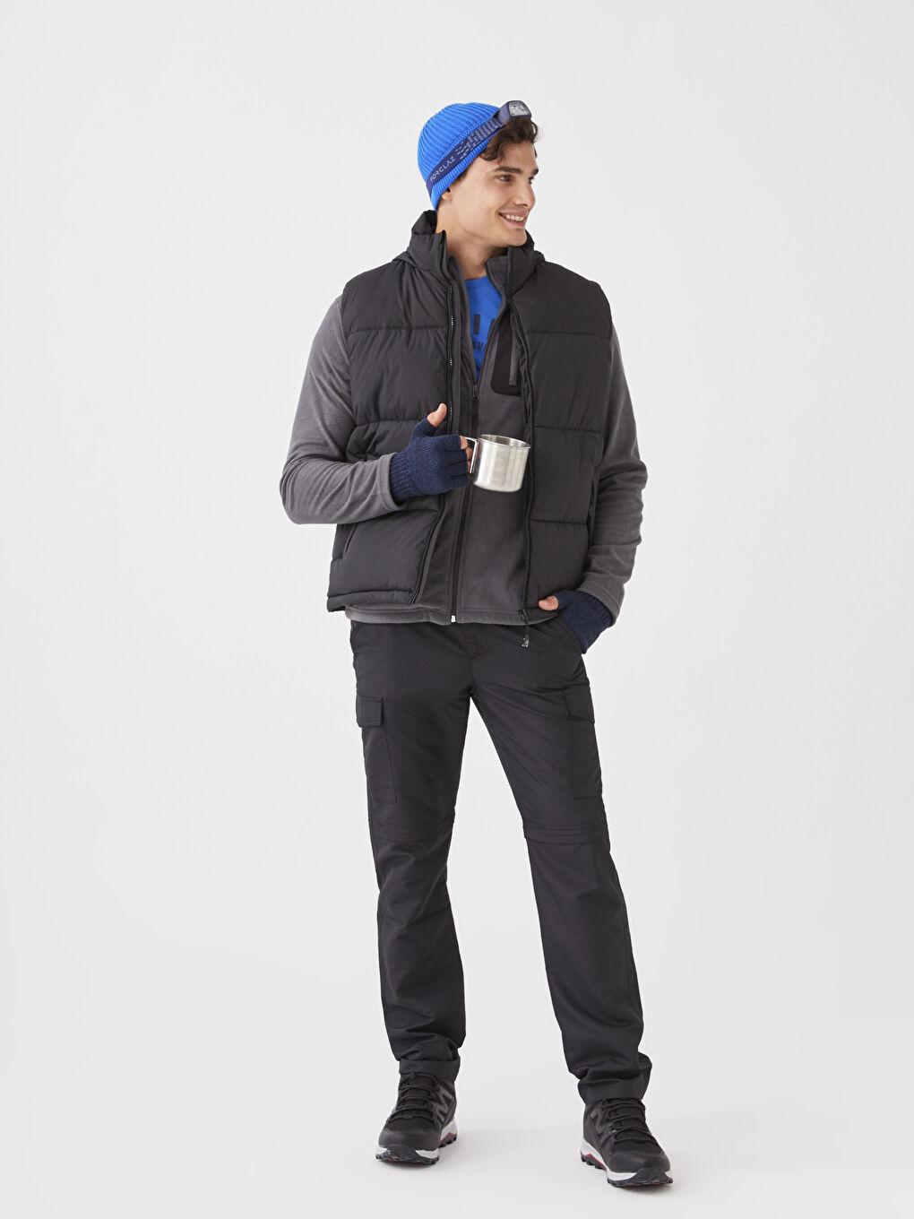 Standard Fit Funnel Neck Men's Puffer Gilet-1