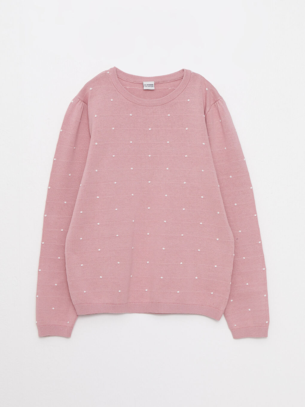Rundhalsausschnitt Punktmuster Langarm Mädchen Strickpullover