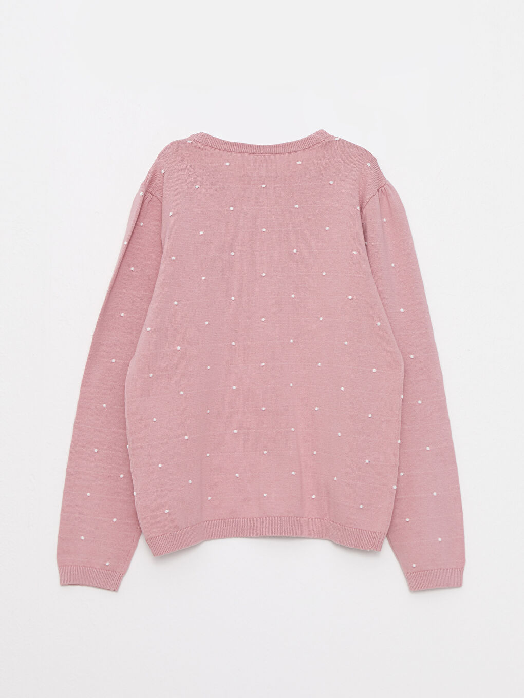 Rundhalsausschnitt Punktmuster Langarm Mädchen Strickpullover-1