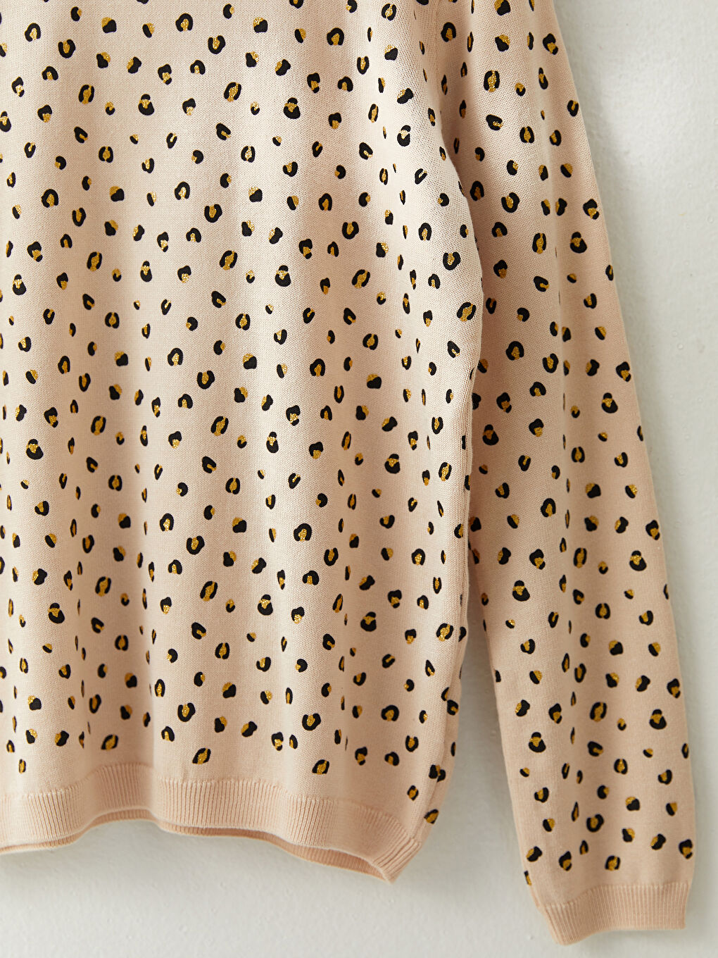 Pembe Bisiklet Yaka Baskılı Uzun Kollu Kız Çocuk Triko Kazak-2