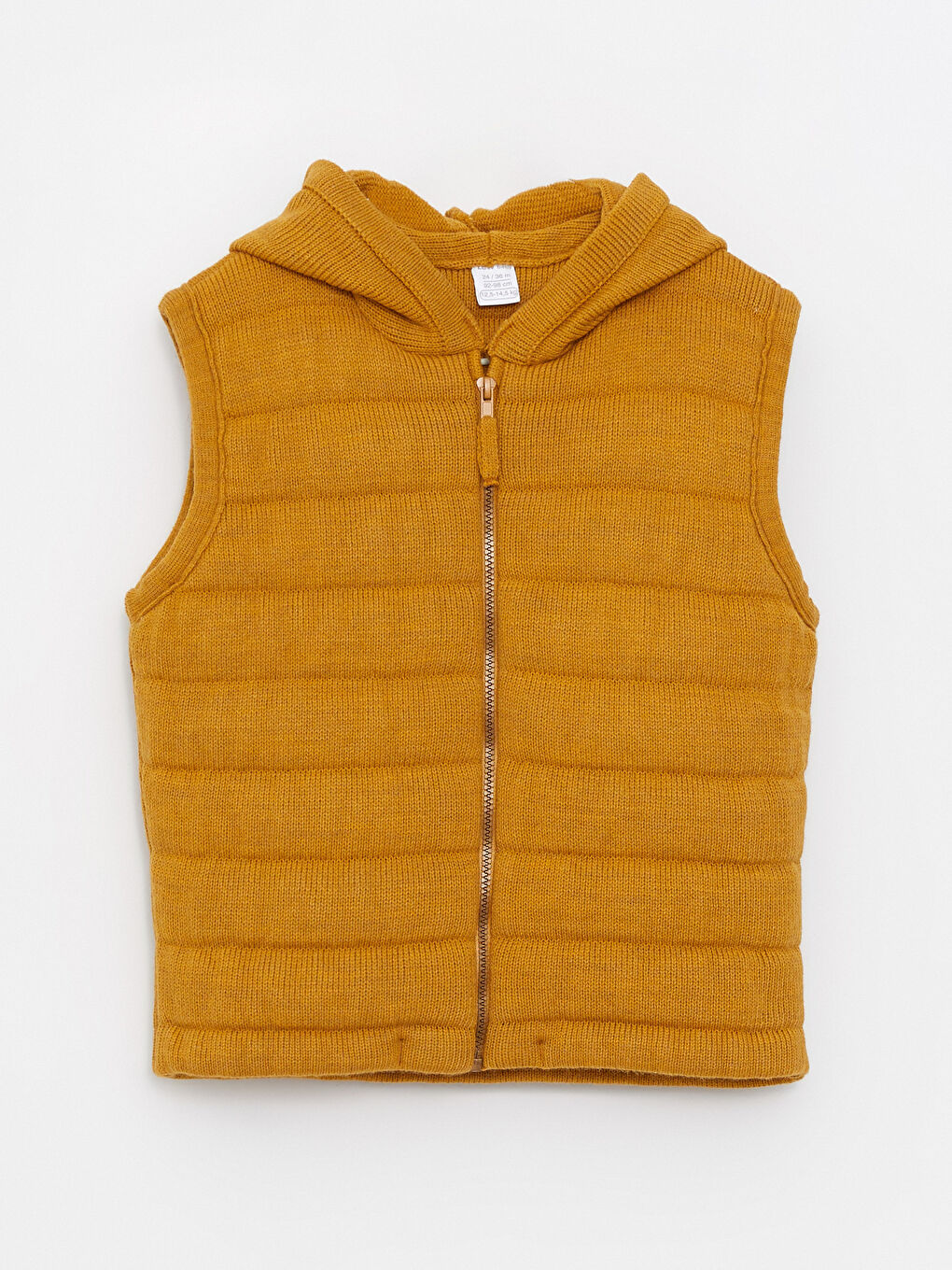 Sarı Kapüşonlu Fermuarlı Erkek Bebek Yelek