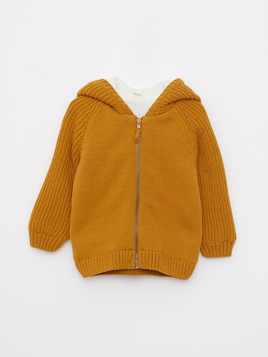 Sarı Kapüşonlu Uzun Kollu Basic Erkek Bebek Triko Hırka