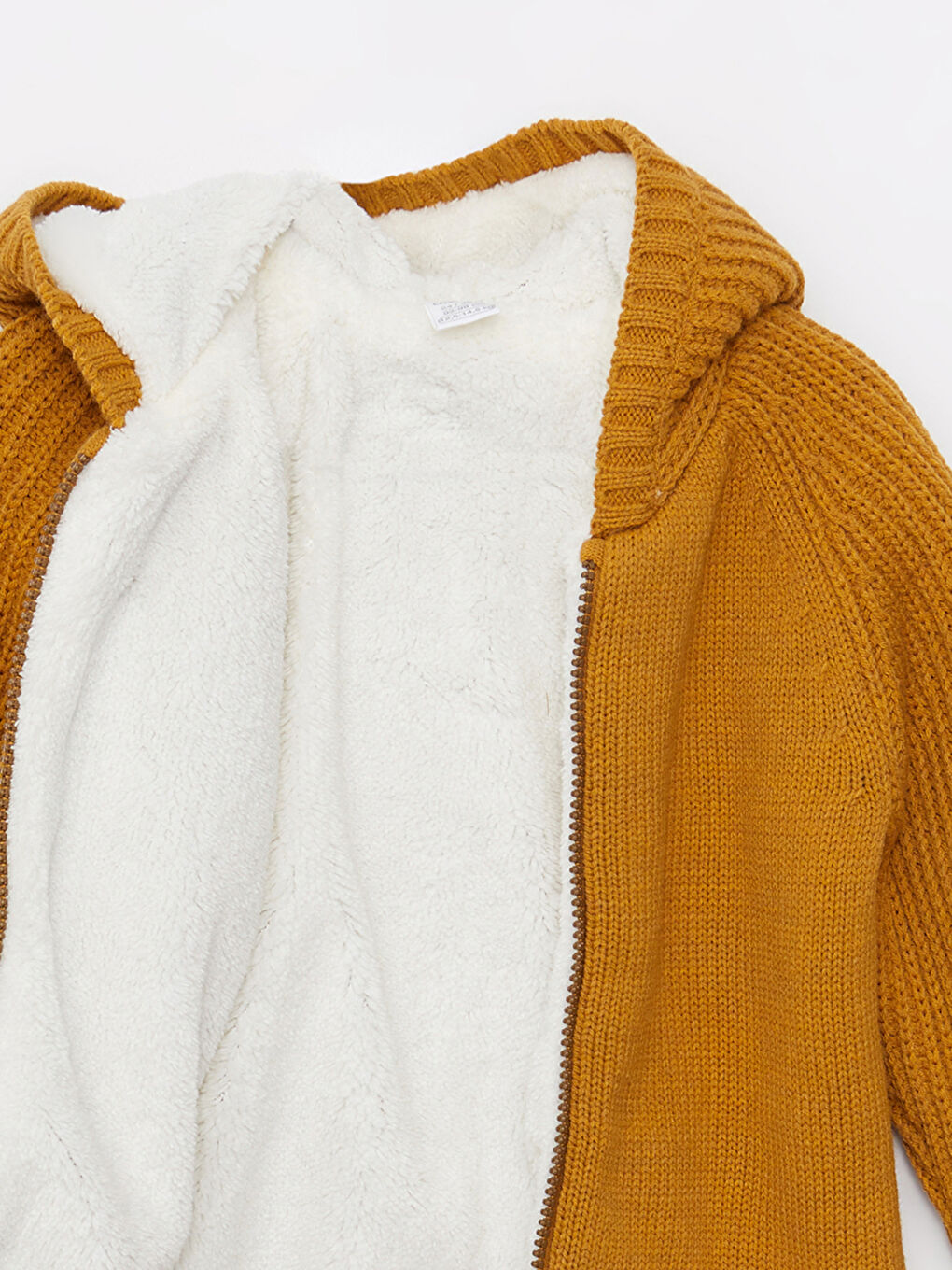 Sarı Kapüşonlu Uzun Kollu Basic Erkek Bebek Triko Hırka-1