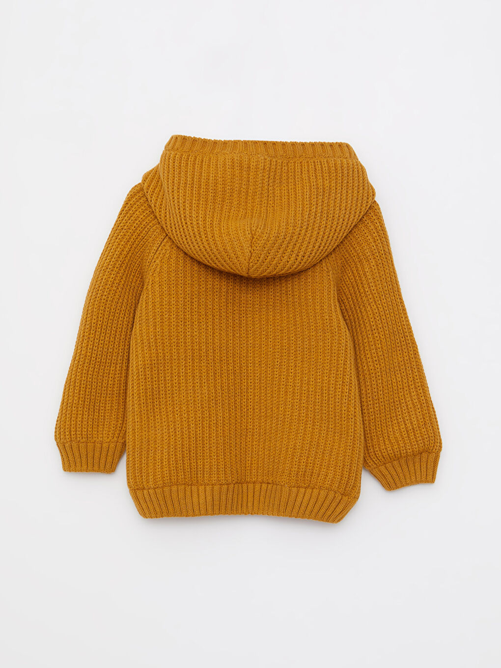 Sarı Kapüşonlu Uzun Kollu Basic Erkek Bebek Triko Hırka-2