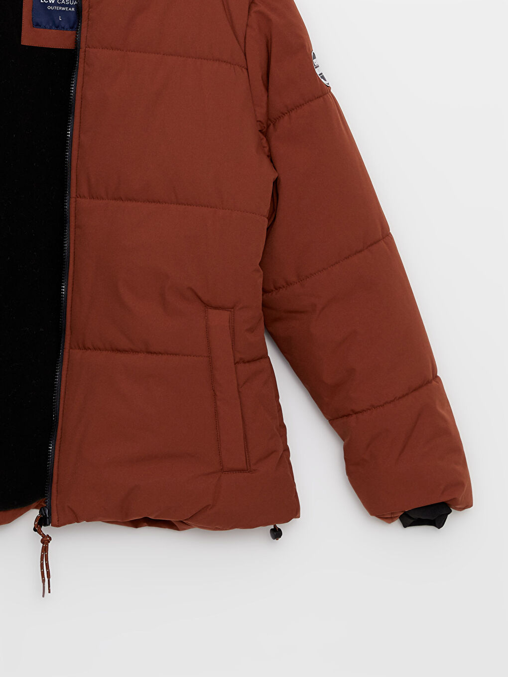 Kırmızı Rahat Kalıp Dik Yaka Erkek Şişme Mont-6