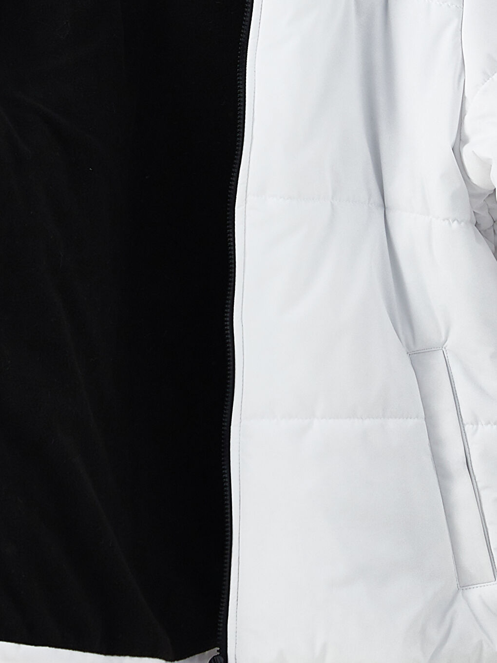 Beyaz Rahat Kalıp Dik Yaka Erkek Şişme Mont-7