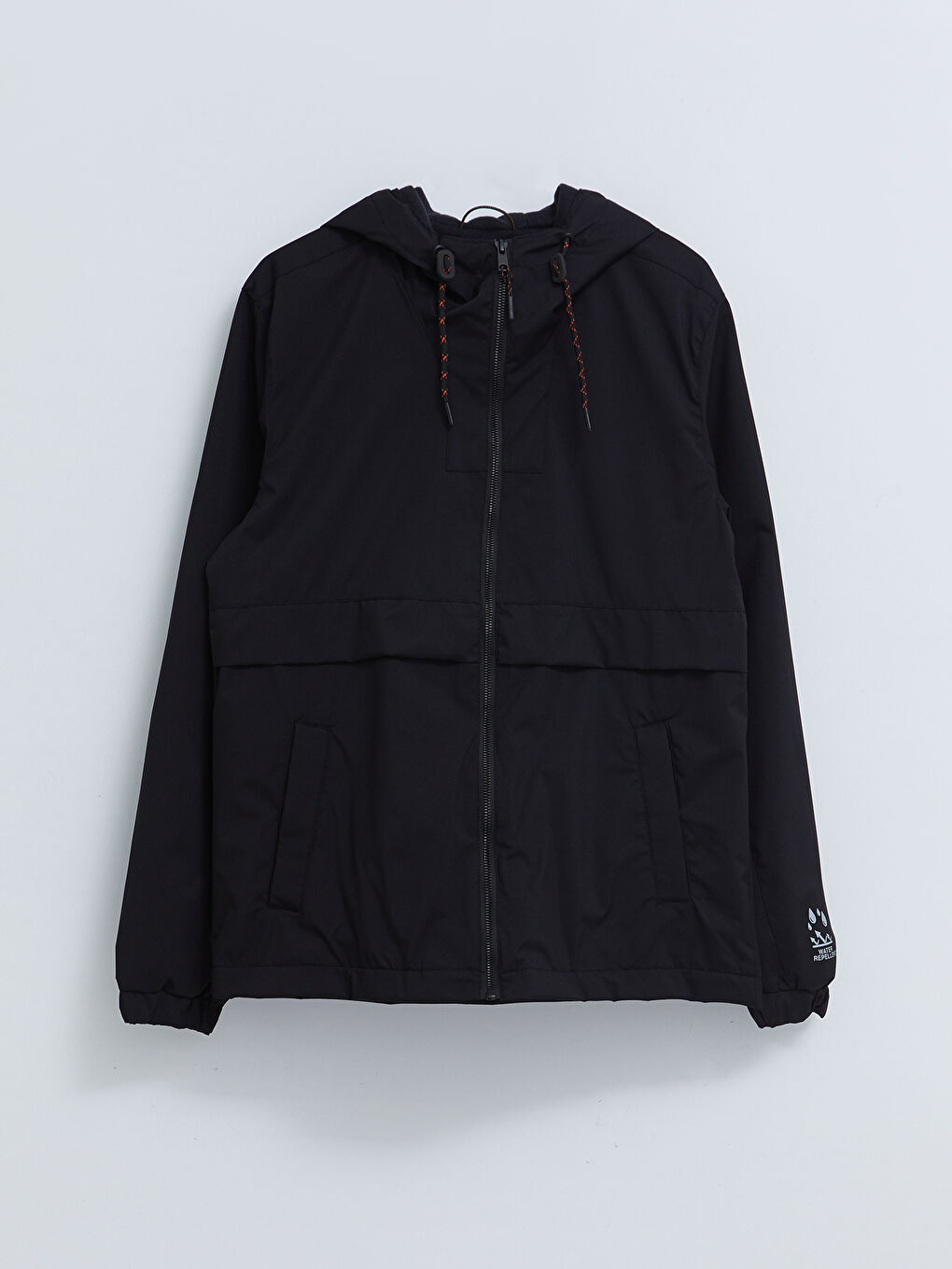 Siyah Standart Kalıp Kapüşonlu İnce Erkek Yağmurluk