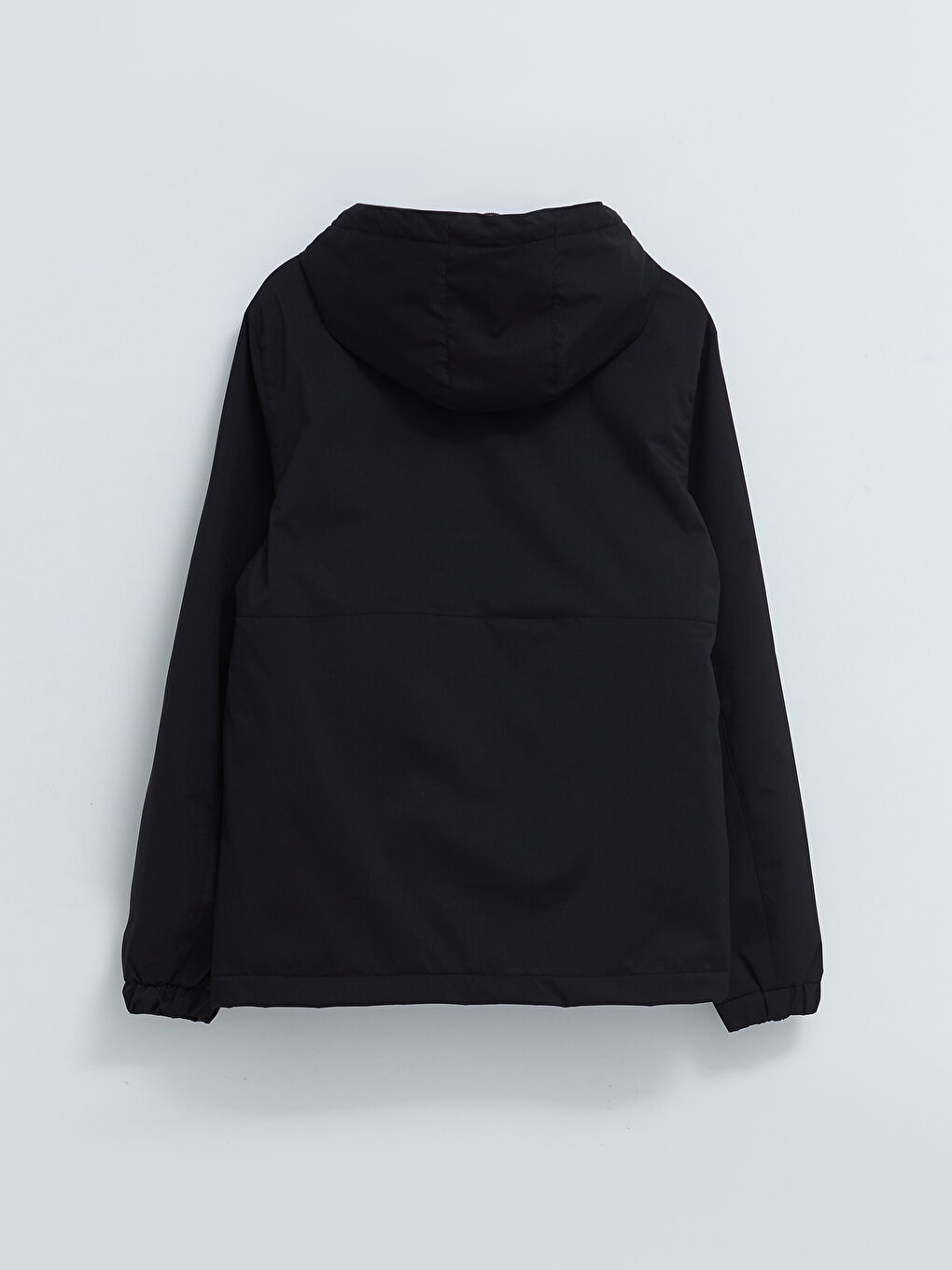 Siyah Standart Kalıp Kapüşonlu İnce Erkek Yağmurluk-1