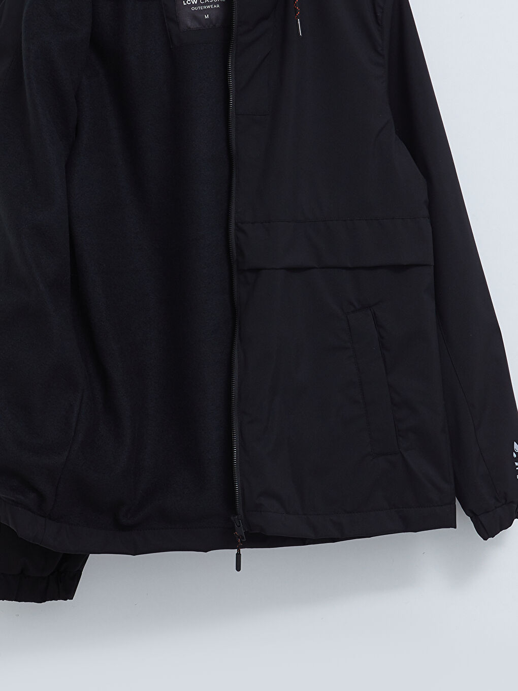 Siyah Standart Kalıp Kapüşonlu İnce Erkek Yağmurluk-2