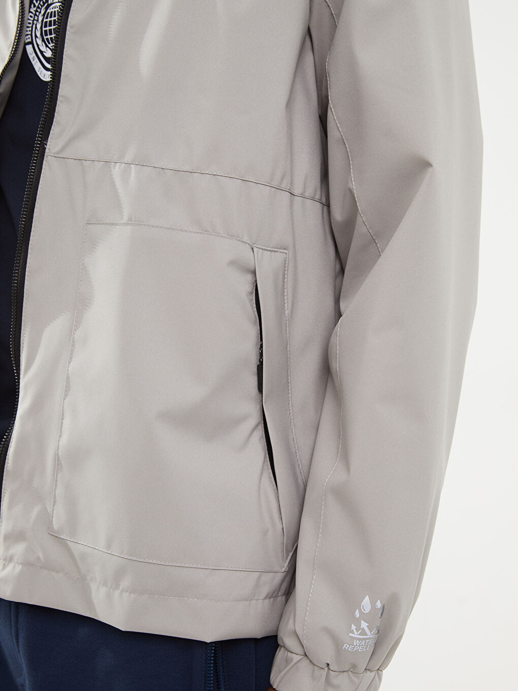 Bej Standart Kalıp Kapüşonlu İnce Erkek Yağmurluk-2