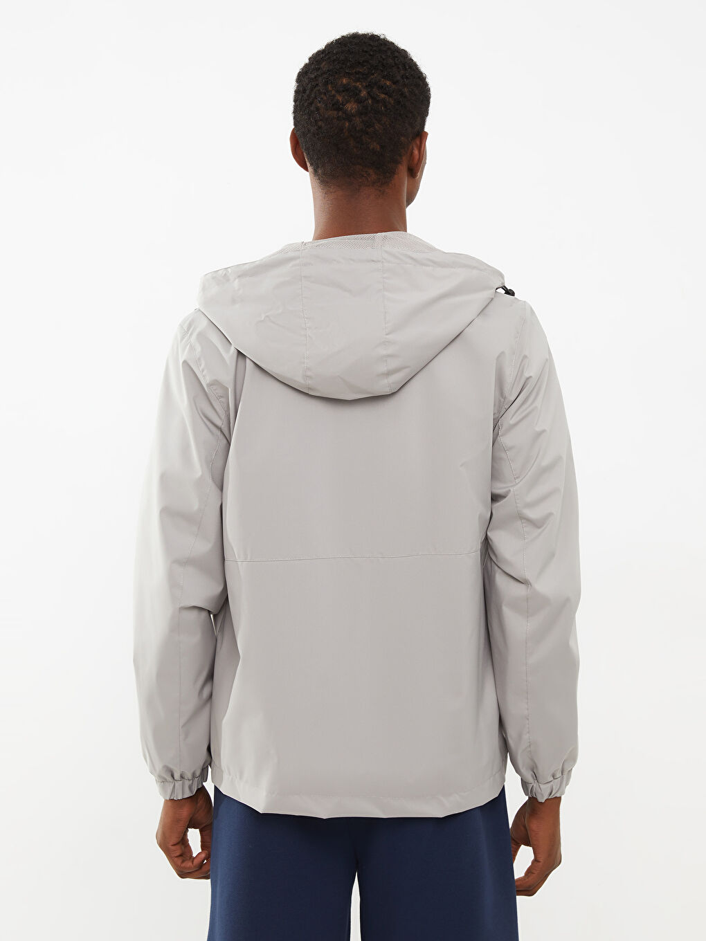 Bej Standart Kalıp Kapüşonlu İnce Erkek Yağmurluk-4