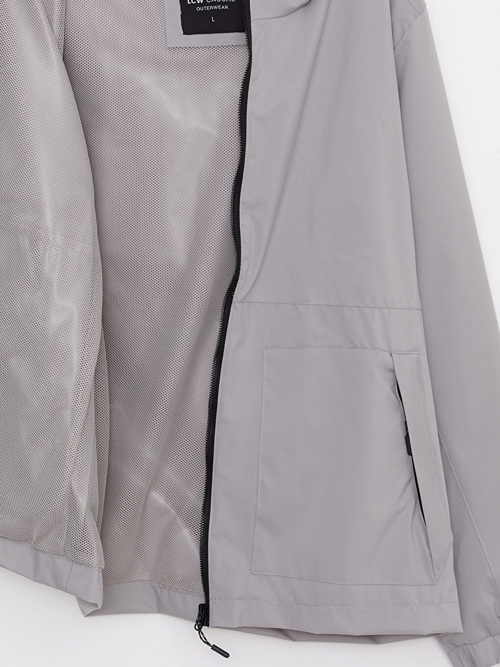 Bej Standart Kalıp Kapüşonlu İnce Erkek Yağmurluk-6