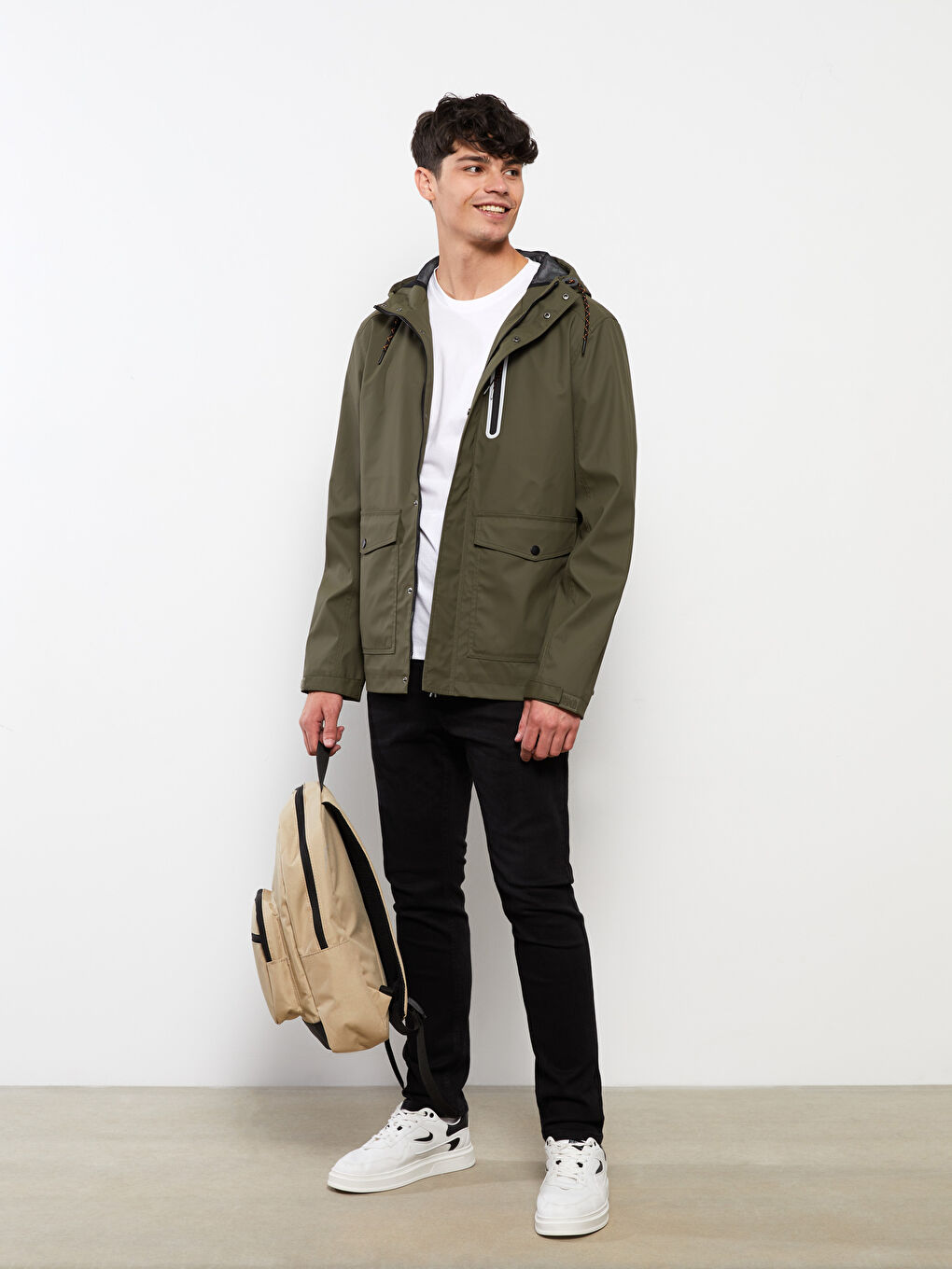 LCW Casual Manteau en Similicuir à Capuche pour Hommes Coupe Régulière -W21193Z8-J2L